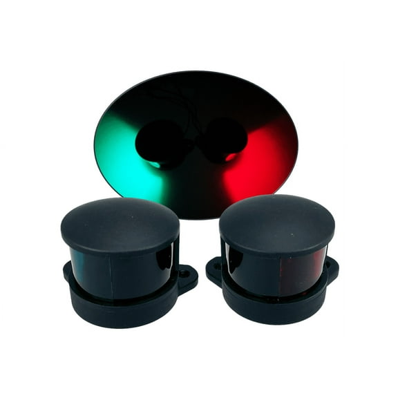 Pactrade Marine Boat Pontoon Pair of Navigation Side Lights Green Red Horizontal Mount DC12V 1NM Base-Down & Base-Up Mount Bulb for 39.4ft & Under (LED Bulb)