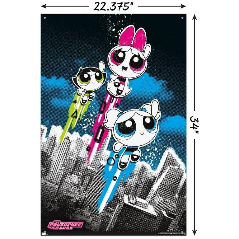 The Powerpuff Girls セリグラフ　ポスター版画 サイン入り The Powerpuff Girls - Group City Wall Poster with Push Pins