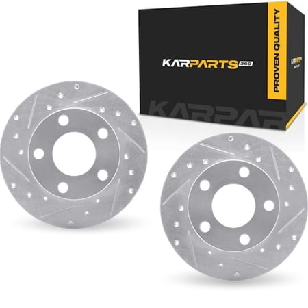 KarParts360 For Audi A4 1996 97 98 99 00 2001 Brake Rotors | Silver | Drilled And Slotted