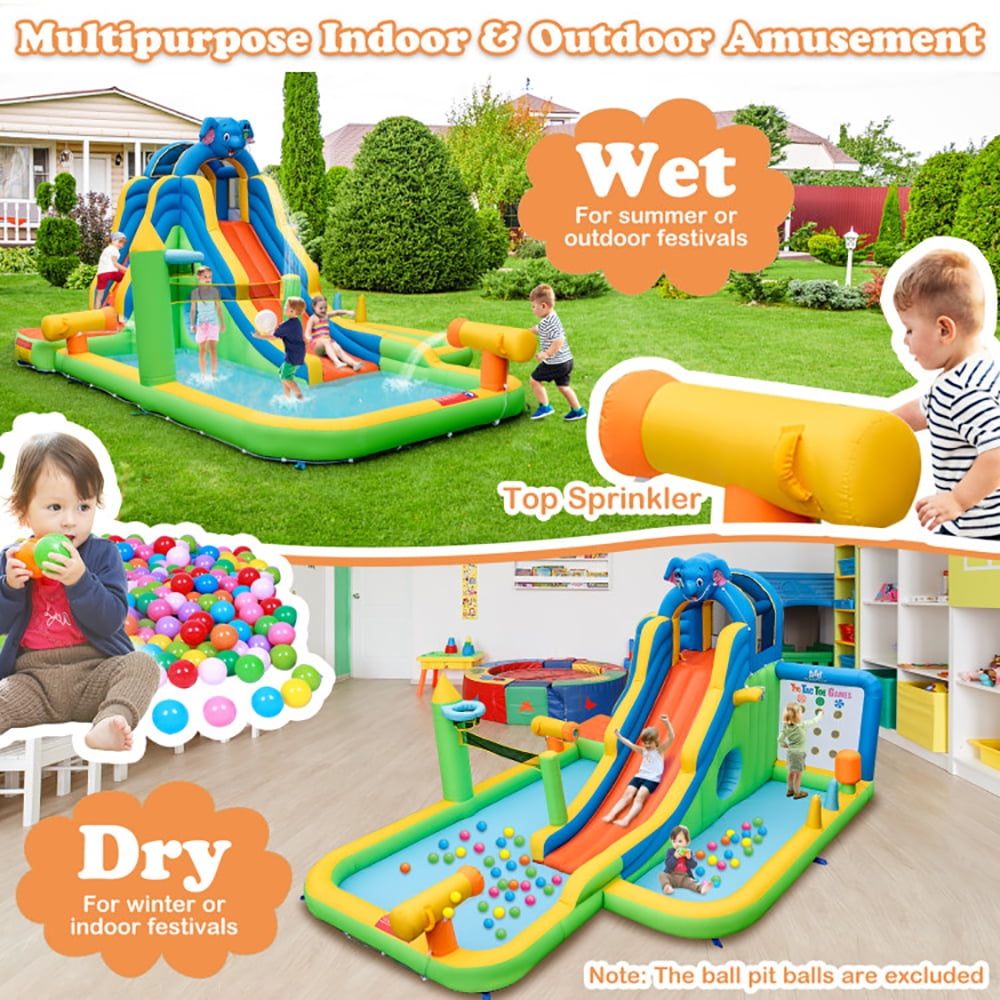 Aimee Lii Inflatable Water Slide Giant Water Park 9-In-1 for Kids Backyard Fun with 735W Blower, Kids Water Park Bounce House