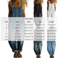 thumbnail image 3 of TEAJOPSUU Womens Denim Bib Overalls with Pockets Sleeveless Adjustable Strap Casual Wide Leg Rolled Hem Jean Jumpsuits for Daily Vacation Blue, 3 of 6