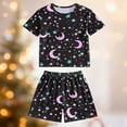 thumbnail image 2 of LIIPEE Boys Outfits Summer Starry Sky Printed Short Sleeve Crew Neck T Shirt And Shorts Two Piece Set Kids Casual Soft Comfortable Breathable Cute Daily Clothing,Black,11-12 Years, 2 of 3