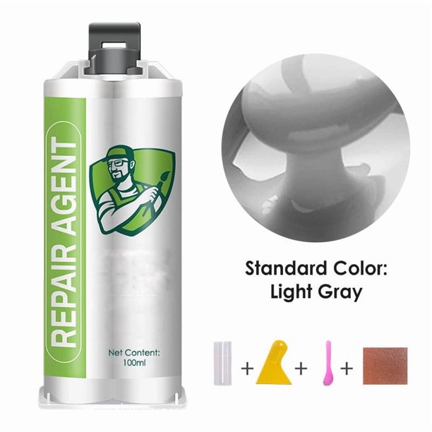 Uuiauoio Porcelain Repair Kit with Dual Syringe for Cracked Tiles, Bathtubs, Toilets, and Ceramic Surfaces - Advanced Adhesive Formula for Seamless Restoration and Home Maintenance - Long-Lasting Fix