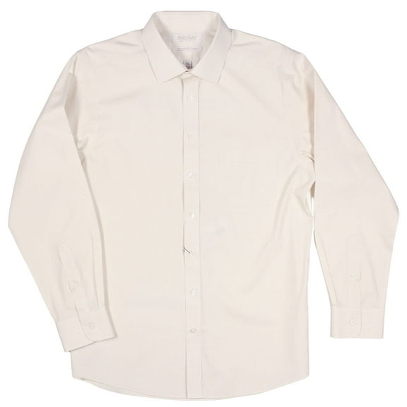 Gold Label Men's Slim Fit Spread Collar Long Sleeve Dress Shirt with Pocket Non-Iron Wrinkle Free (White Navy 341, 14.5 x 32)