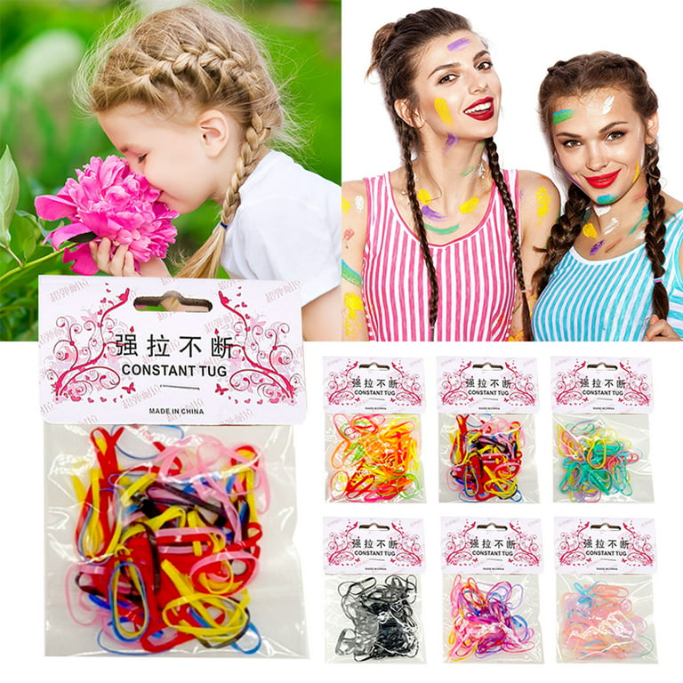 Lmtime Colorful Rubber Band Kids Girl Colorful Fashion Disposable Rubber Band Elastic Hair Band Thin Small Ponytail Hair Elastics Daily Life Big Size