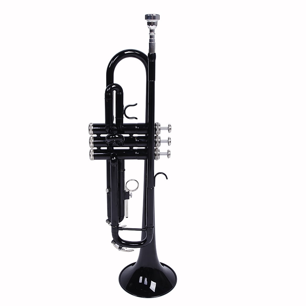 Drop B Trumpet Black Nickel Plating, Strong Brilliant Tone with Mouthpiece & Gloves Beginner-Friendly, Stage-Ready Brass Instrument