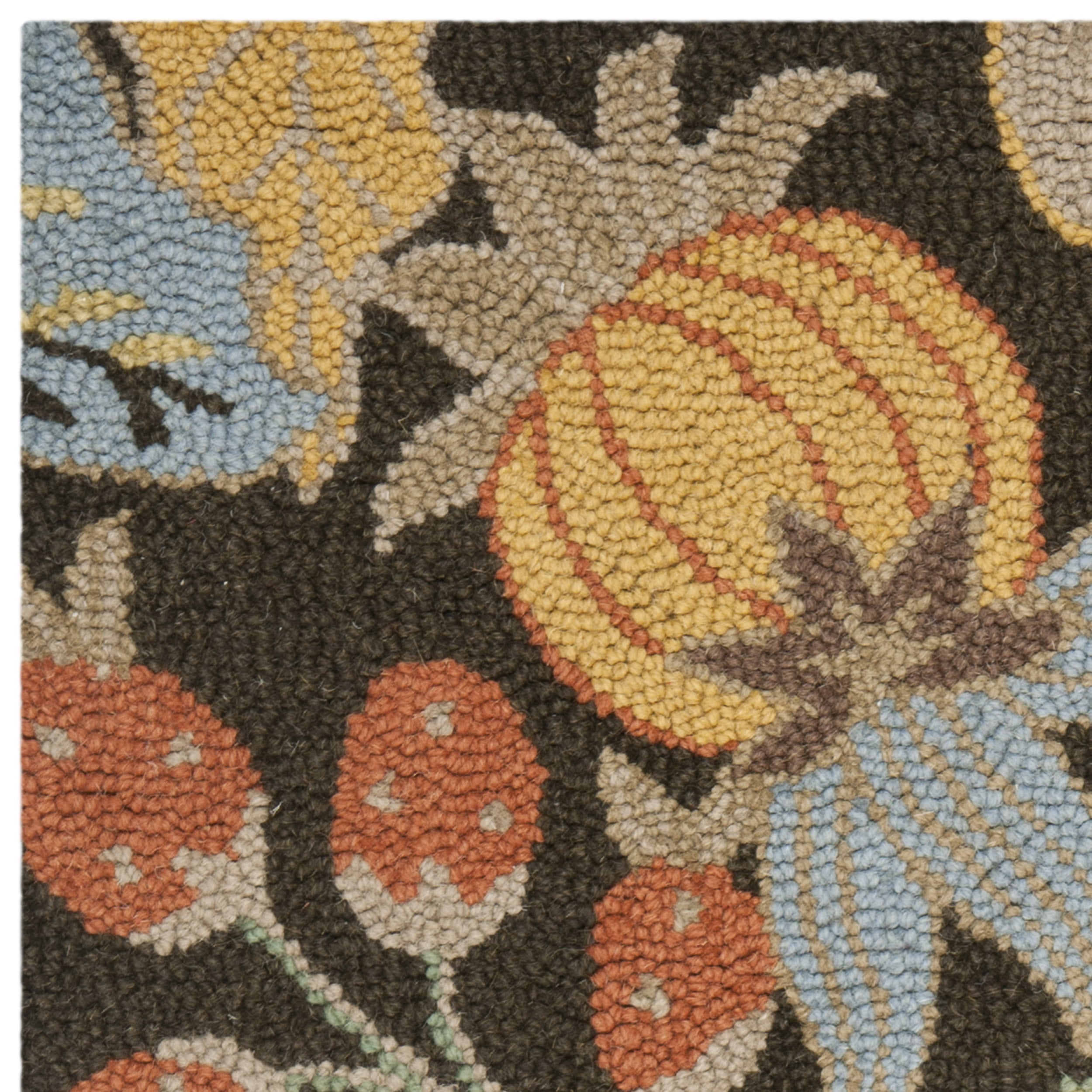 SAFAVIEH Blossom Lena Floral Flowers Wool Area Rug, Black/Multi, 8' x 10'