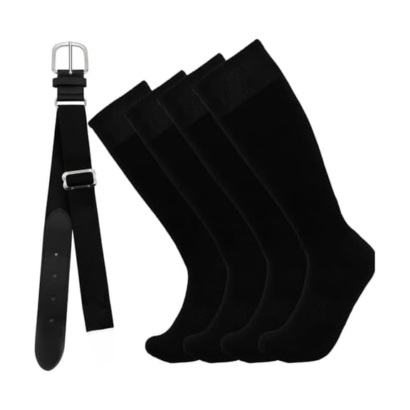 Eryueer2 Pair Baseball Socks and Belt Set for Youth Adult Softball Socks Men Strenchy Baseball Belt Combo