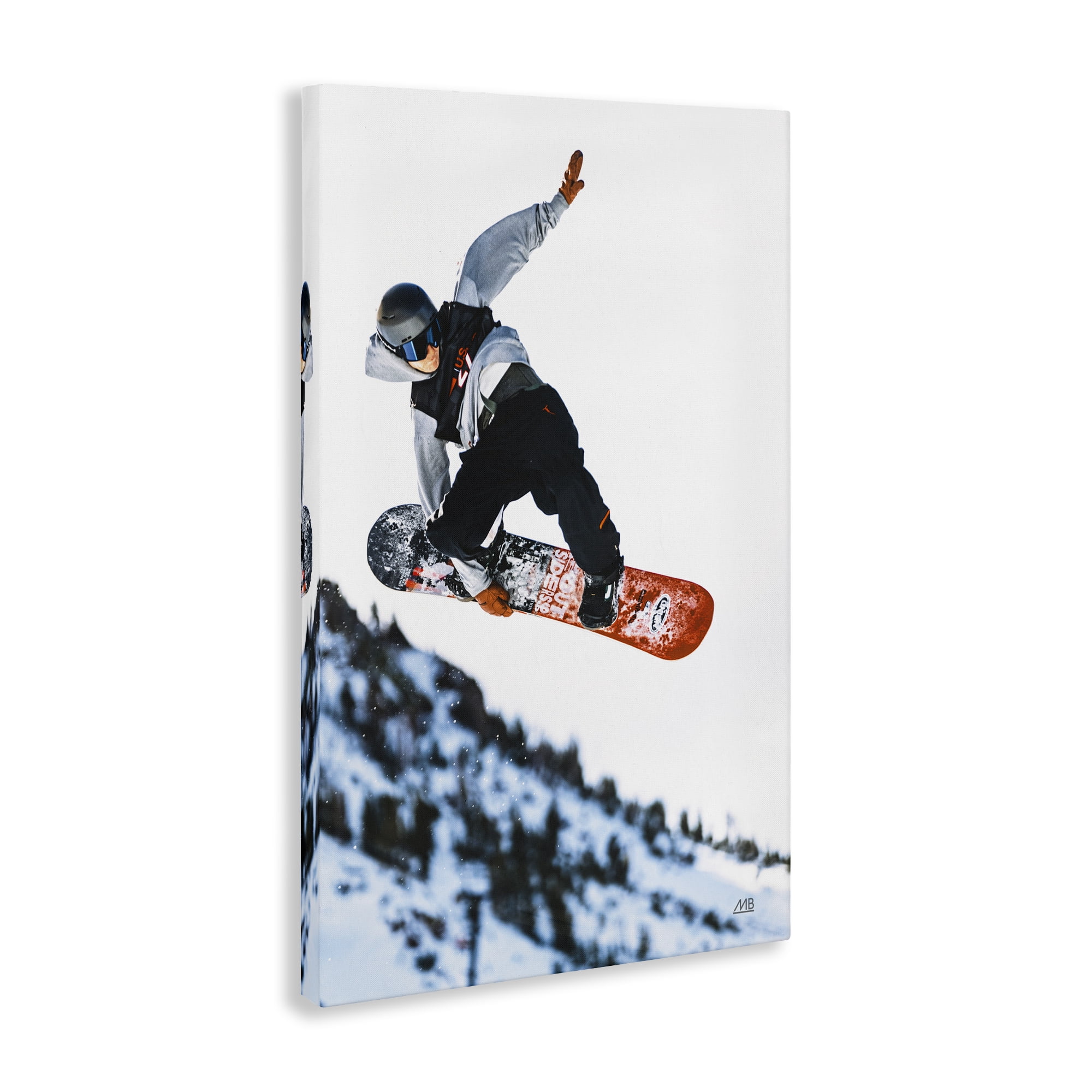 Stupell Industries Winter Snowboard Jumps Sports Photography Wrapped Canvas Art Print Wall Art, 16 x 24