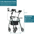 thumbnail image 5 of ELENKER Stand up Folding Rollator Walker, Aluminum Upright Rollator Walker with Seat and Backrest for Seniors, Green, 5 of 6