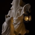 thumbnail image 3 of Faceless Ghost & Kitten Resin Figurine with Hanging Lantern, Spooky White Ghost Cat Statue, Halloween Summerween Indoor Tabletop Decor for Holiday Party Wedding Home Ornament, 3 of 6