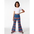 thumbnail image 3 of 9-10Y Girls Colored Flared Pants Digital Print Trousers Slim-Fit Wide Leg Flare for Spring Summer Autumn, 3 of 6
