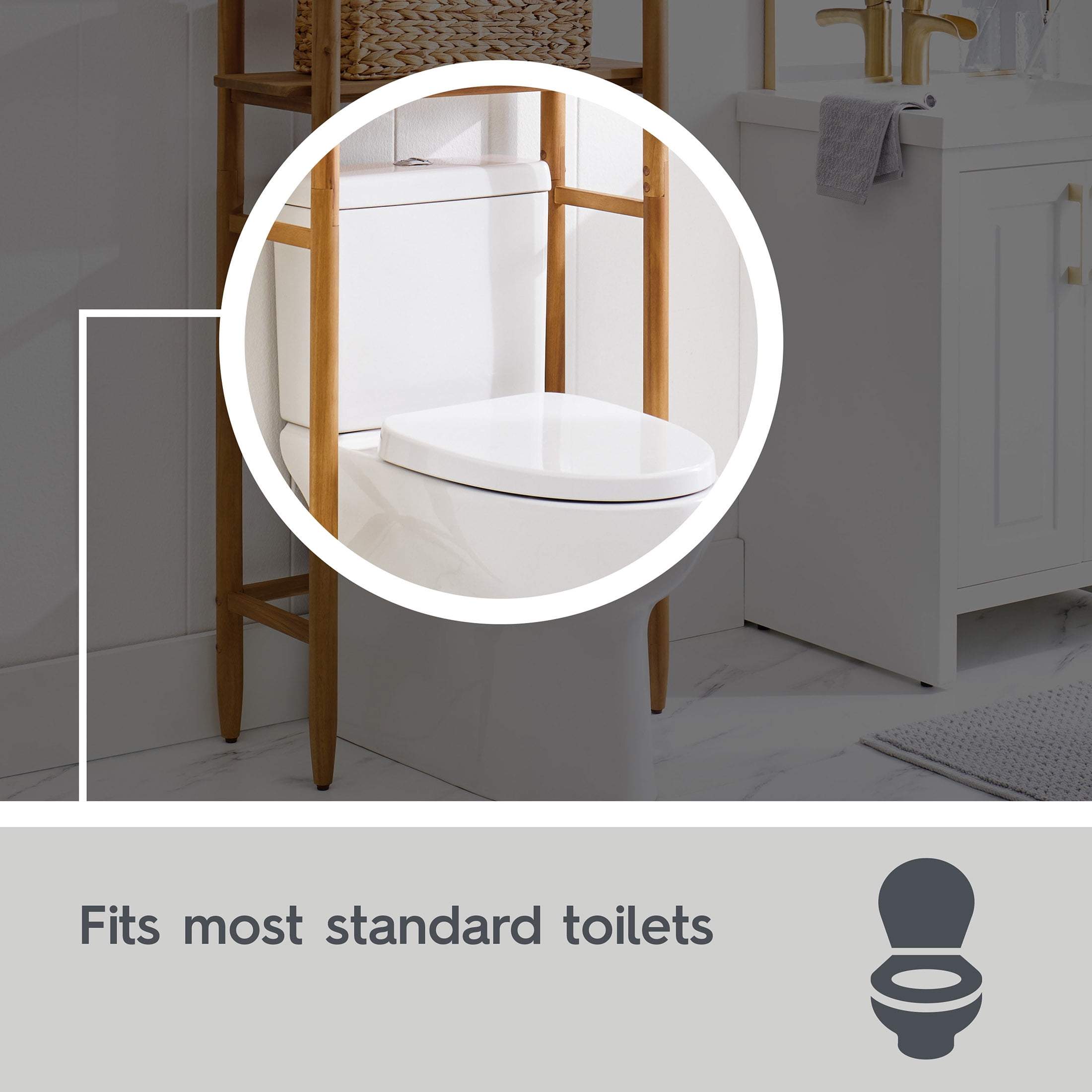 Better Homes & Gardens Springwood Acacia Wood over-the-Toilet Space Saver Cabinet, 3 Shelves, Honey