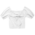 thumbnail image 2 of Minnieouse Camisa de punto Bowknot Camiseta de color sólido Manga corta Top fino de verano Prendas para la parte del cuerpo Blanco Minnieouse AP002158-10, 2 of 6