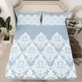 thumbnail image 2 of Castle Fairy Teens Blue Moth Damask Twin Sheet Sets,Bohemian Traditional Flower Bedding, 2 of 7