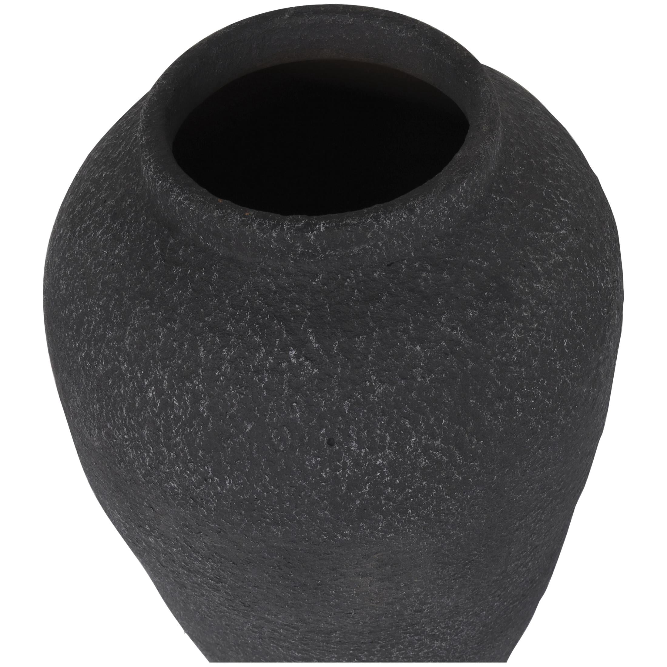 DecMode 20" Whitewashed Textured Black Ceramic Vase