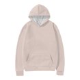 thumbnail image 4 of ManxiVoo Women's Casual Pullover Hoodie Soft Brushed Fleece Long Sleeve Comfort Fit Loungewear Streetwear Top L Size Beige, 4 of 4