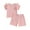 Pink, variant on Baby Girls 2 Piece Outfit Solid Color Ribbed Ruffle Short Sleeve T-Shirt and Elastic Shorts Set Summer Clothes