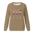 thumbnail image 4 of Nmnitkp Womens Tops Christmas Fleece Sweaters Long Sleeve Fuzzy Sweatshirts Holiday Graphic Shirts Khaki,2XL, 4 of 4