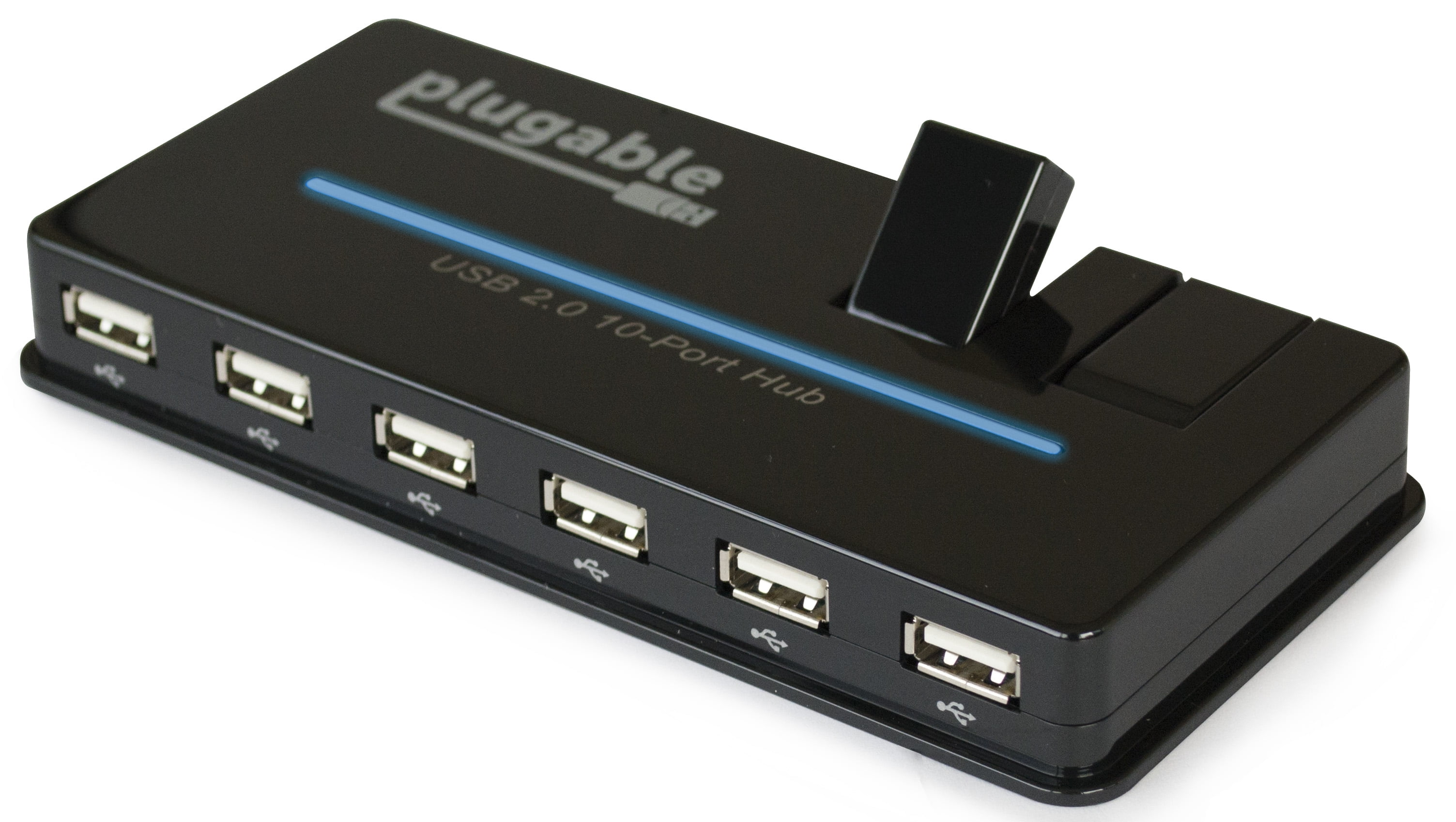 Plugable USB Hub, 10 Port - USB 2.0 with 20W Power Adapter and Two Flip ...