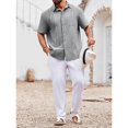 thumbnail image 4 of Summer Men Shirt Guayabera Short Sleeved Button Up Beach Shirt, 4 of 5