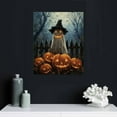 thumbnail image 4 of GooTPa Halloween Canvas Wall Art, Ghost In Witch Hat With Pumpkin Lanterns Autumn Canvas Prints Wall Art for Living Room Bathroom Bedroom Office, Art Print Painting for Home Decorations - 16x20in, 4 of 5
