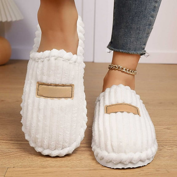 KANG Cozy Slippers And Stylish Indoor Stripe Slippers For Couples Warm And Comfortable Home Footwear