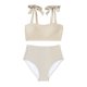 thumbnail image 5 of Trajes de baño para mujer, traje de baño de bikini de tirantes sin espalda de color liso para mujer, conjunto de bikini con bloques de color y hombros descubiertos, trajes de baño para mujer, trajes d, 5 of 6