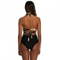 thumbnail image 4 of Women Vintage Swimsuit Two Piece Retro Halter Ruched High Waist Bikini, 4 of 12