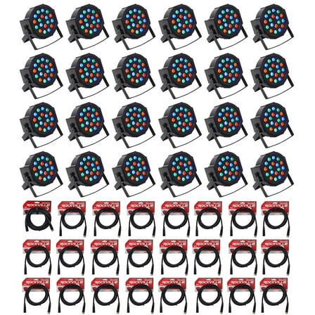 (24) Rockville RockPAR50 LED RGB Compact Par Can DJ/Club DMX Wash Lights Cables