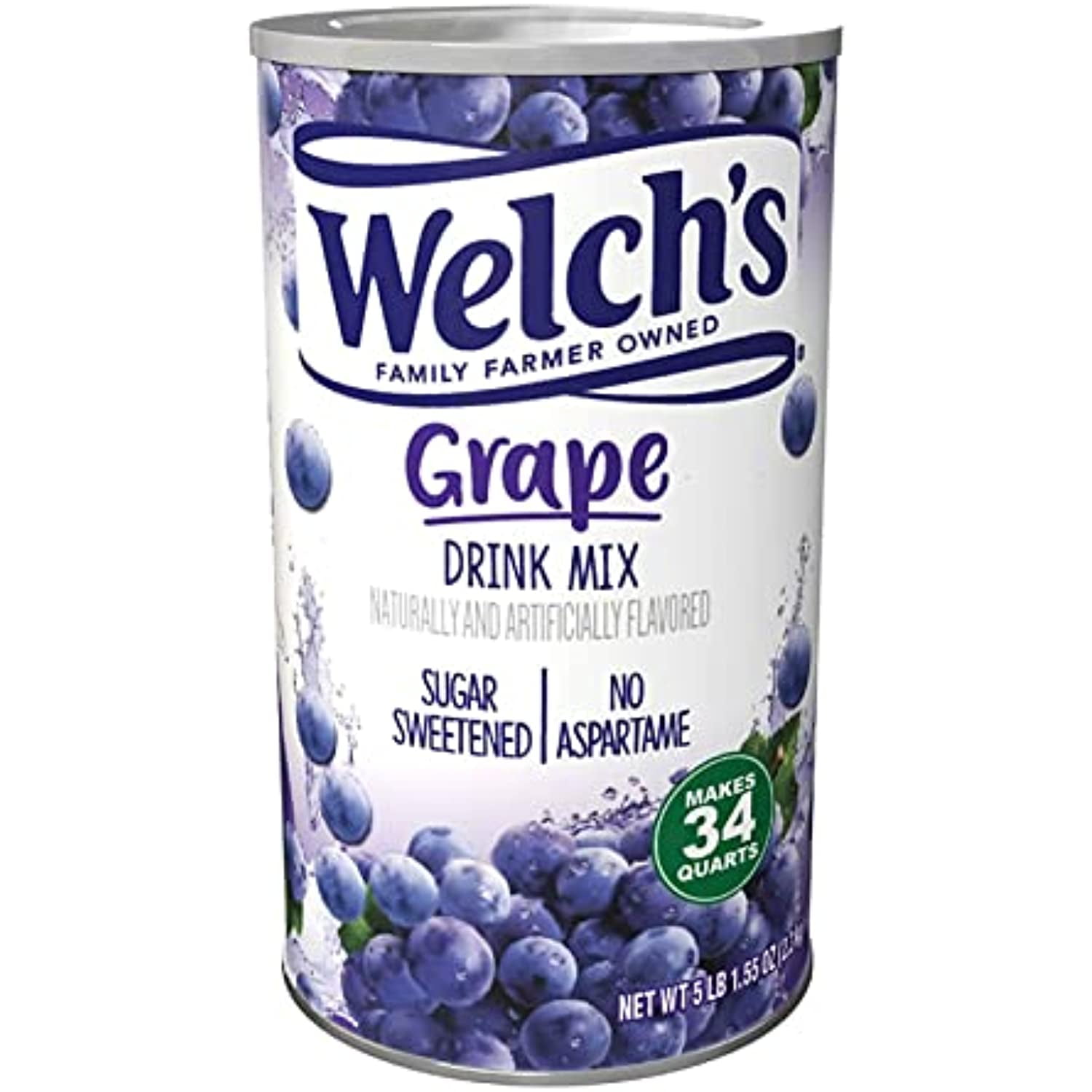 Welchs Drink Mix Water Powder Enhancer Canister, Grape, 80 Ounce