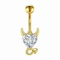 thumbnail image 1 of Stainless Steel Belly Button Ring 14G Gold Heart Flower CZ Crystal Butterfly Design, 1 of 9