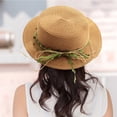 thumbnail image 5 of 56-58 cm hat circumference female rattan straw hat summer hat outdoor sunshade beach hat sunscreen flat top hat foldable - Khaki, 5 of 5