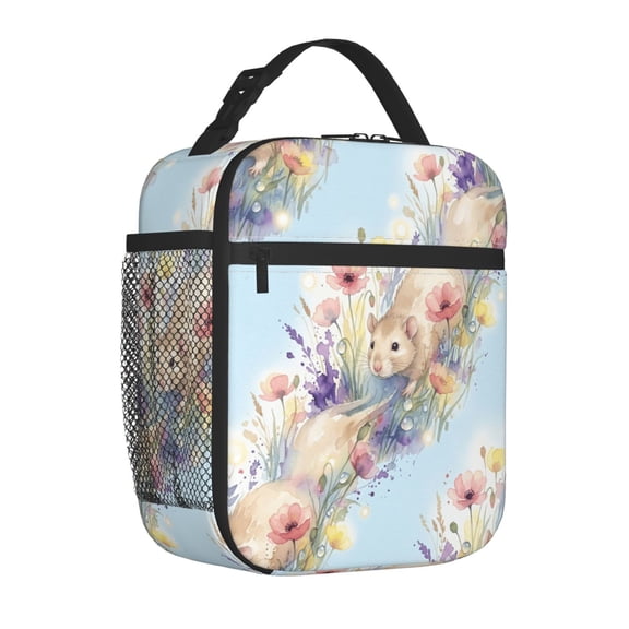 Capybara Lunch Bag Insulated Reusable Cooler Tote Portable Meal Prep Bag Side Mesh Pocket Work Office Picnic Travel Daily Use Lightweight Zippered Bag