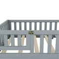 thumbnail image 5 of Montessori Floor Bed, Twin Size Bed Floor Bed with Safety Guardrails and Door, Solid Wood Bed Frame for Girls Boys Teens, 5 of 7