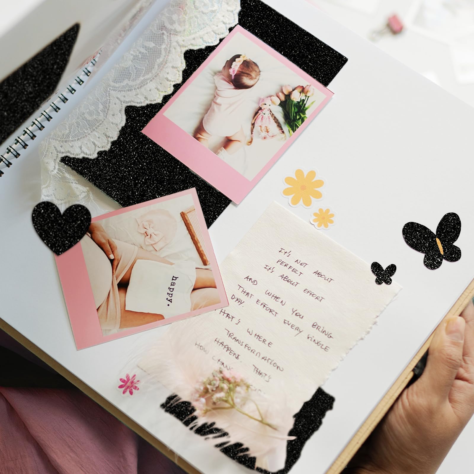 Double-sided Black Glitter Cardstock 8.5x11 -  24 Sheets 280 Gsm/100lb Paper For Cricut Diy Crafts Scrapbooking