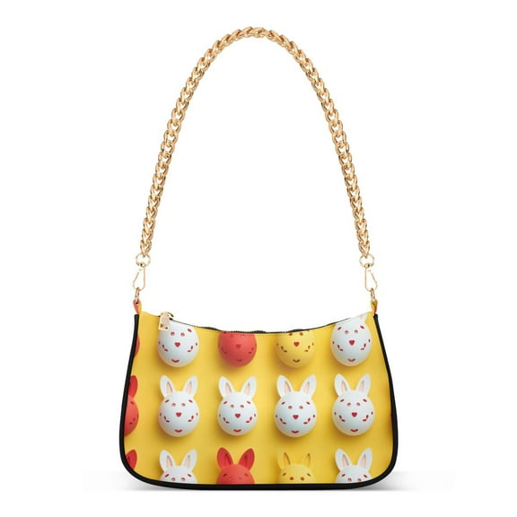 Easter Eggs Rabbit EarWomen Small Shoulder Bag Crossbody Tote Hobo Bags Purse Clutch Handbags with Chain Strap for Women