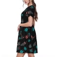 thumbnail image 2 of Disketp Colorful Insect para Vestido de Manga Corta para Mujeres, Vestidos de Verano para Mujeres, Casual y Holgado para la Playa, 2 of 6
