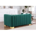 thumbnail image 3 of 62"L Velvet Channel Tufted Sofa, Modern Upholstered Couch with Metal Legs and Pillows, Traditional Chesterfield Loveseat Sofa for Bedroom, Office, Living Room, Dark Green, 3 of 9
