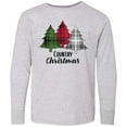 thumbnail image 3 of Inktastic Country Christmas Plaid Trees Long Sleeve Youth T-Shirt, 3 of 5