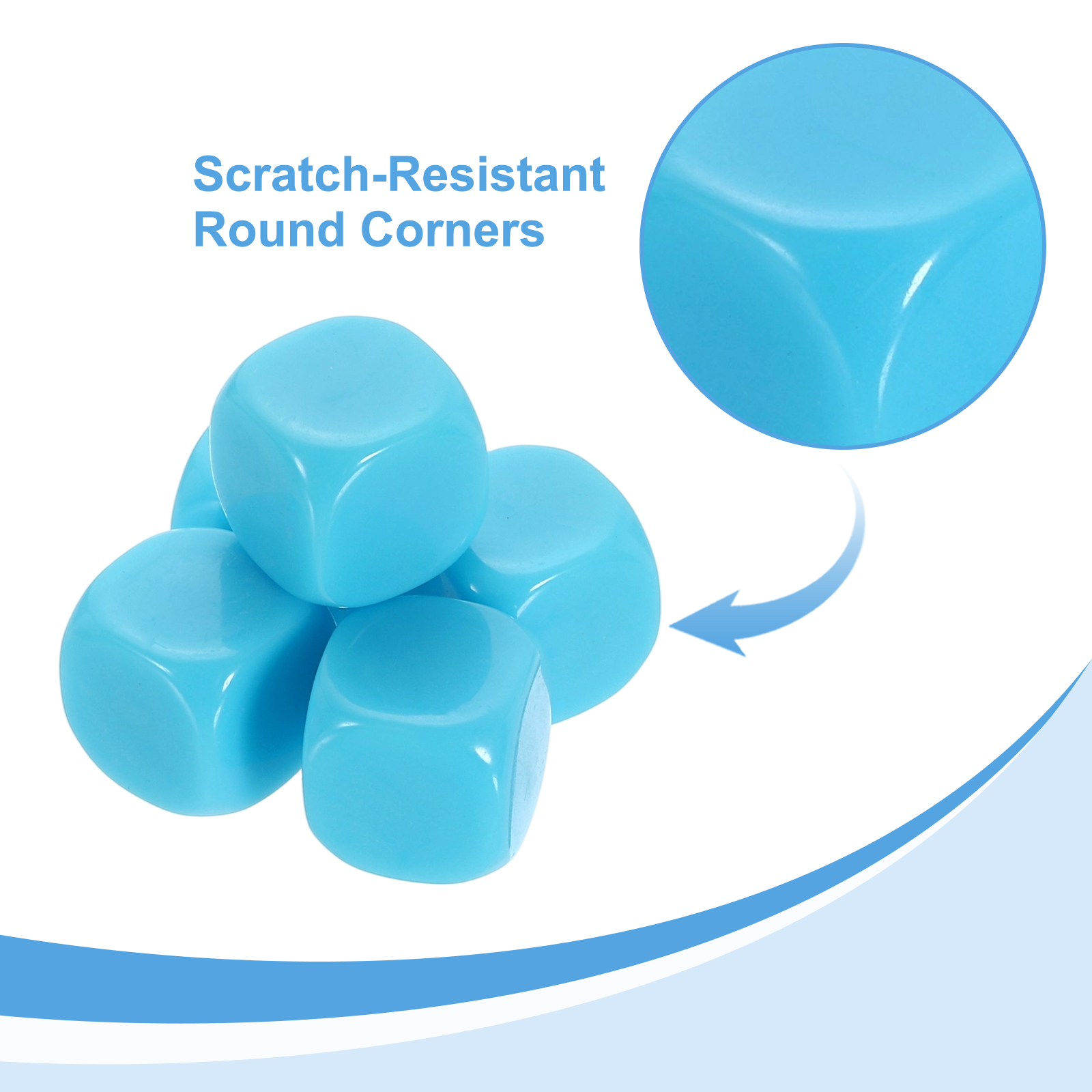 50Pack Rounded Blank Six Sided Dice 20mm/0.8inch Acrylic Dice, Sky Blue