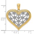 thumbnail image 6 of Auriga Fine Jewelry 14K Yellow Gold with Rhodium Lattice Center Heart Charm (L - 26.5 mm, W - 26.3 mm) for Women, 6 of 6
