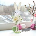 thumbnail image 5 of Fasiaou Large Flower Bunny Figurine Easter Ornament for Home Desktop and Shelf Decoration Displays,White, 5 of 7
