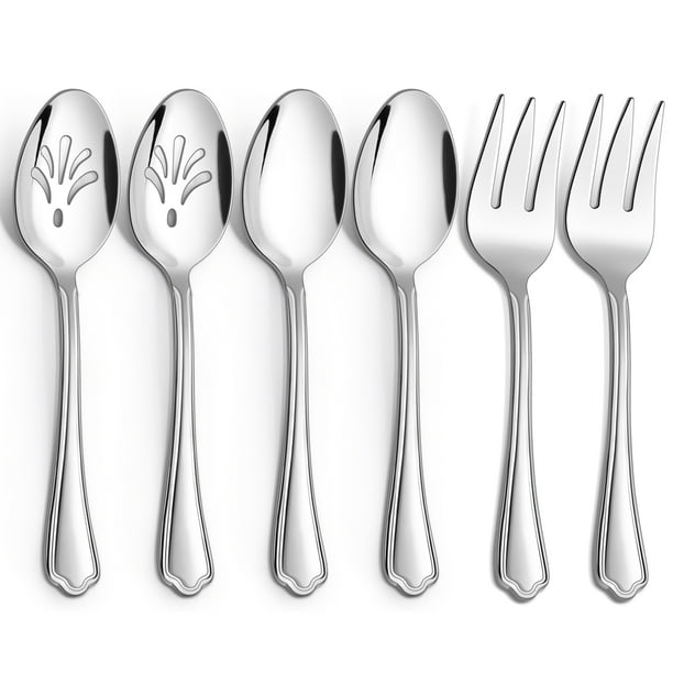 Walchoice 6 Pieces Stainless Steel Serving Utensils, Metal Serving Set