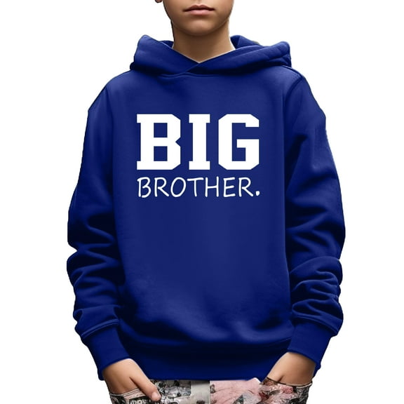 Stylish BIG BROTHER Letter Print Hoodies For 5-14Y Boys - Casual Graphic Design With Stretch Fabric For Comfortable Spring/Autumn Wear