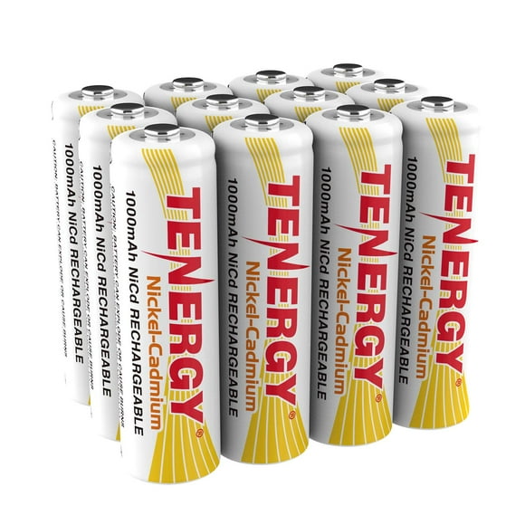 Batería recargable Tenergy AA NiCd 1000 mAh 1,2 V, paquete de 12