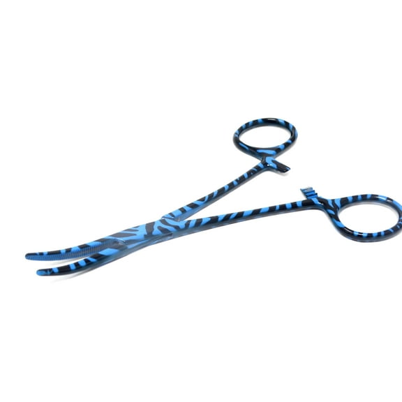 Stainless Steel Fishing Pliers Anglers Catch & Release Serrated Tool, Blue Swirls 5.5" Curved