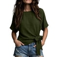 thumbnail image 3 of Ichuanyi Basic T Shirts for Women,Round Neck Short Sleeve Summer Shirts,Solid Loose Fit Tshirt, Plain Pullover Tops, Undershirts, 3 of 6