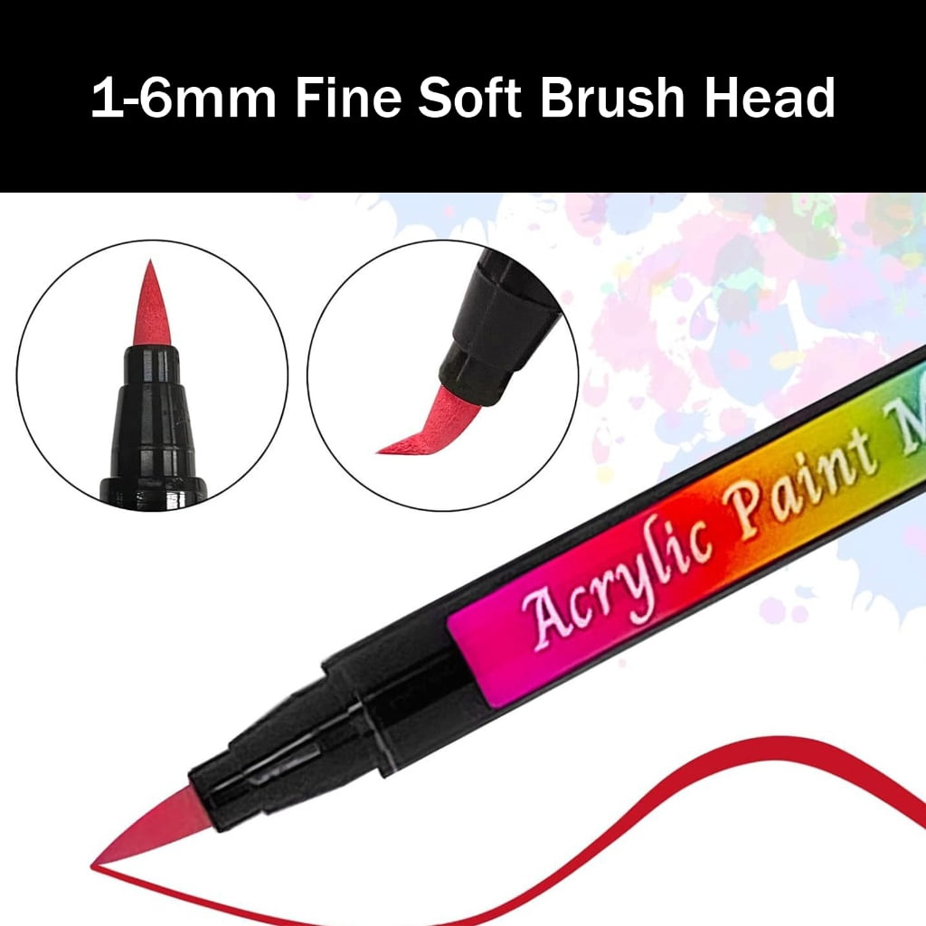 Acrylic Marker Brush Pen for Painting on Paper Stone Glass Canvas