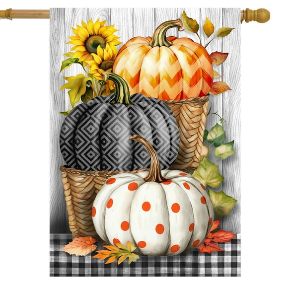Briarwood Lane Pumpkin Basket Stack House Flag